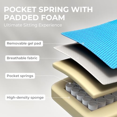Dowinx Gaming Chair Breathable Fabric Computer Chair with Pocket Spring Cushion, Comfortable Office Chair with Gel Pad and Storage Bag