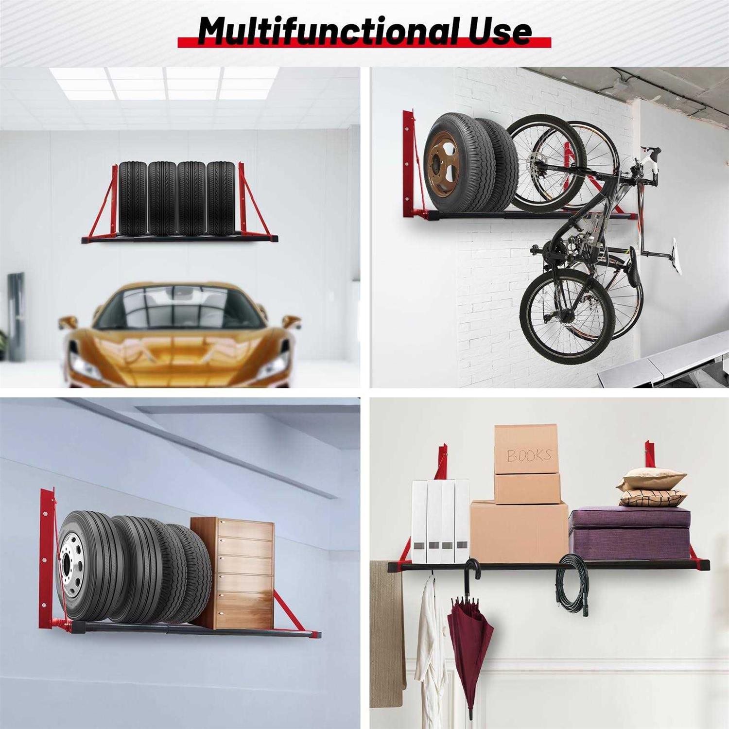 Roblock Folding Tire Wheel Storage Rack Wall Mount Multi-Tire Rack Garage Storage x 22 x 22 - Sports Supplies Online Store
