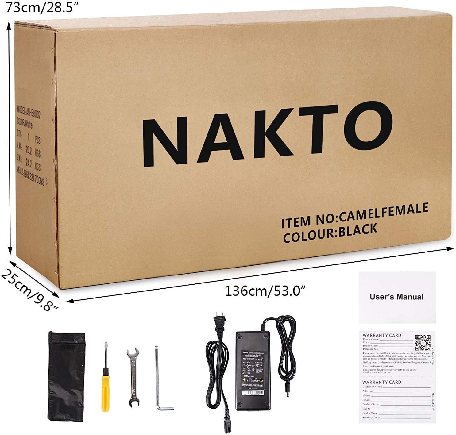 NAKTO 26 250W Cargo Electric Bicycle Sporting Shimano 6 Speed Gear EBike Brushless Gear Motor with Removable Waterproof Large Capacity 36V10A Lithium