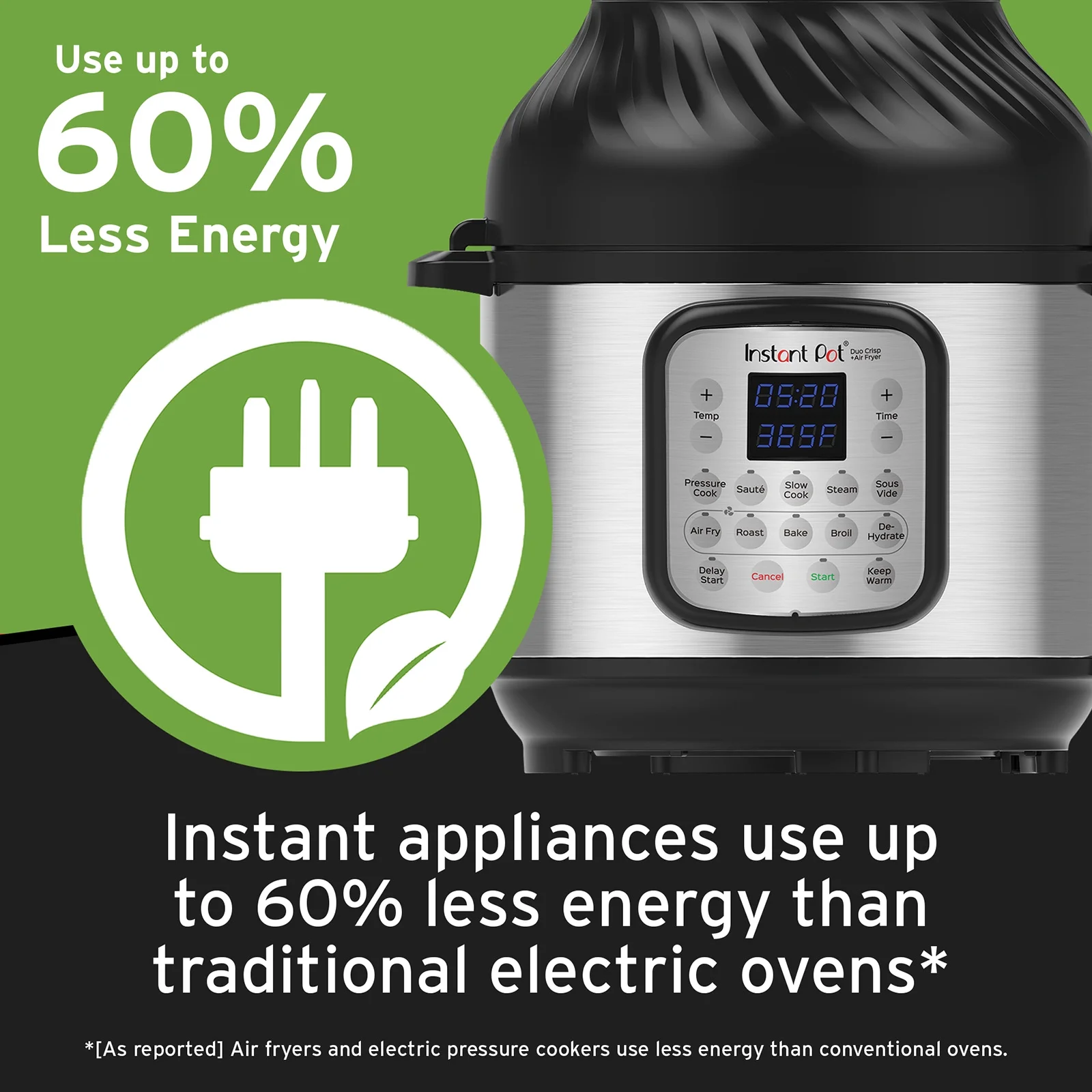 Instant Pot 8 Quart Crisp Multi-Cooker + Air Fryer, 9-in-1: Pressure Cook, Steam, Slow Cook, Sauté, Air Fry, Bake, Broil, Roast, Keep Warm, Rice
