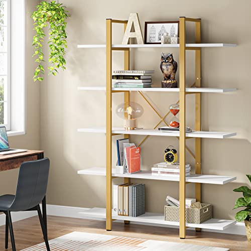 Tribesigns 5-Tier Bookshelf, Vintage Industrial Style Bookcase 72 H x 12 W x 47L Inches, Black