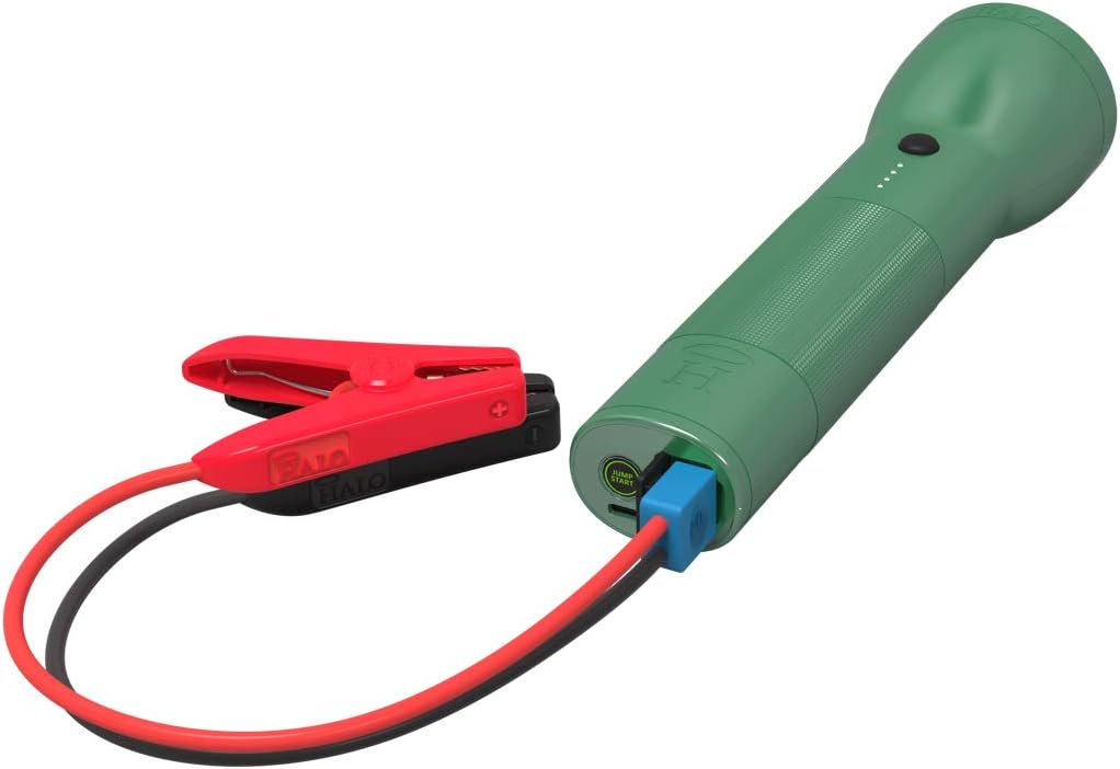 Halo Bolt Flashlight - Rechargeable Lithium Flashlight with Car Jump Starter and Phone Charger - LED Flashlight, USB Port to Charger Devices