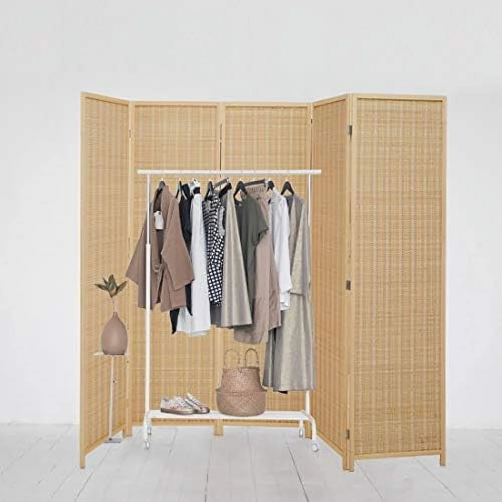 JYHOME Room Divider Privacy Screen with Natural  4-Panel 5-Panel 6-Panel Folding Privacy Screens Freestanding Room Divider - Curated Treasures Market