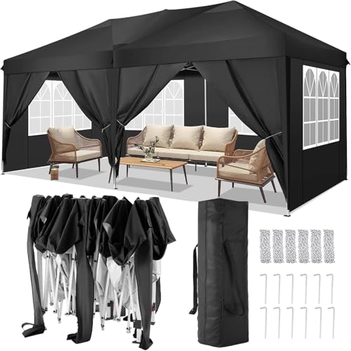 COBIZI Canopy 10x20 Pop Up Canopy Tent with 6 Sidewalls Party Tents for Parties Weddings Backyard Waterproof Canopy Outdoor Commercial Canopy Event