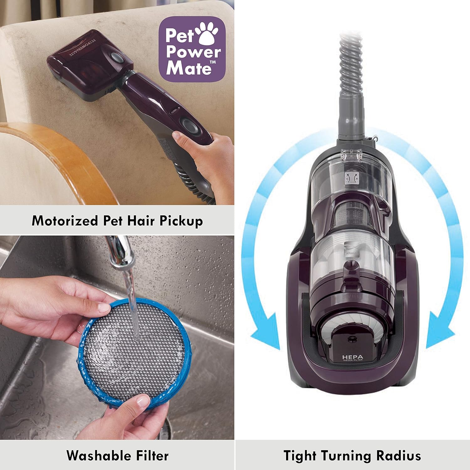 Kenmore Friendly Lightweight Bagless Compact Canister Vacuum with Pet Powermate, HEPA, Extended Telescoping Wand