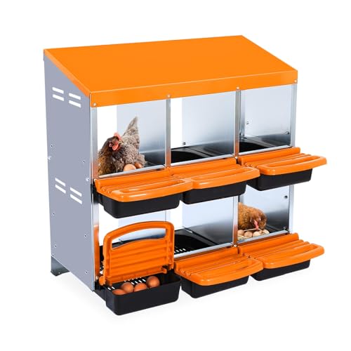 Chicken Nesting Box, 10 Hole 2 Layer Hen Nest Box with Legs, Roll Away Eggs Laying Boxes,Cleanable Pull Out Hen Roosting Boxes