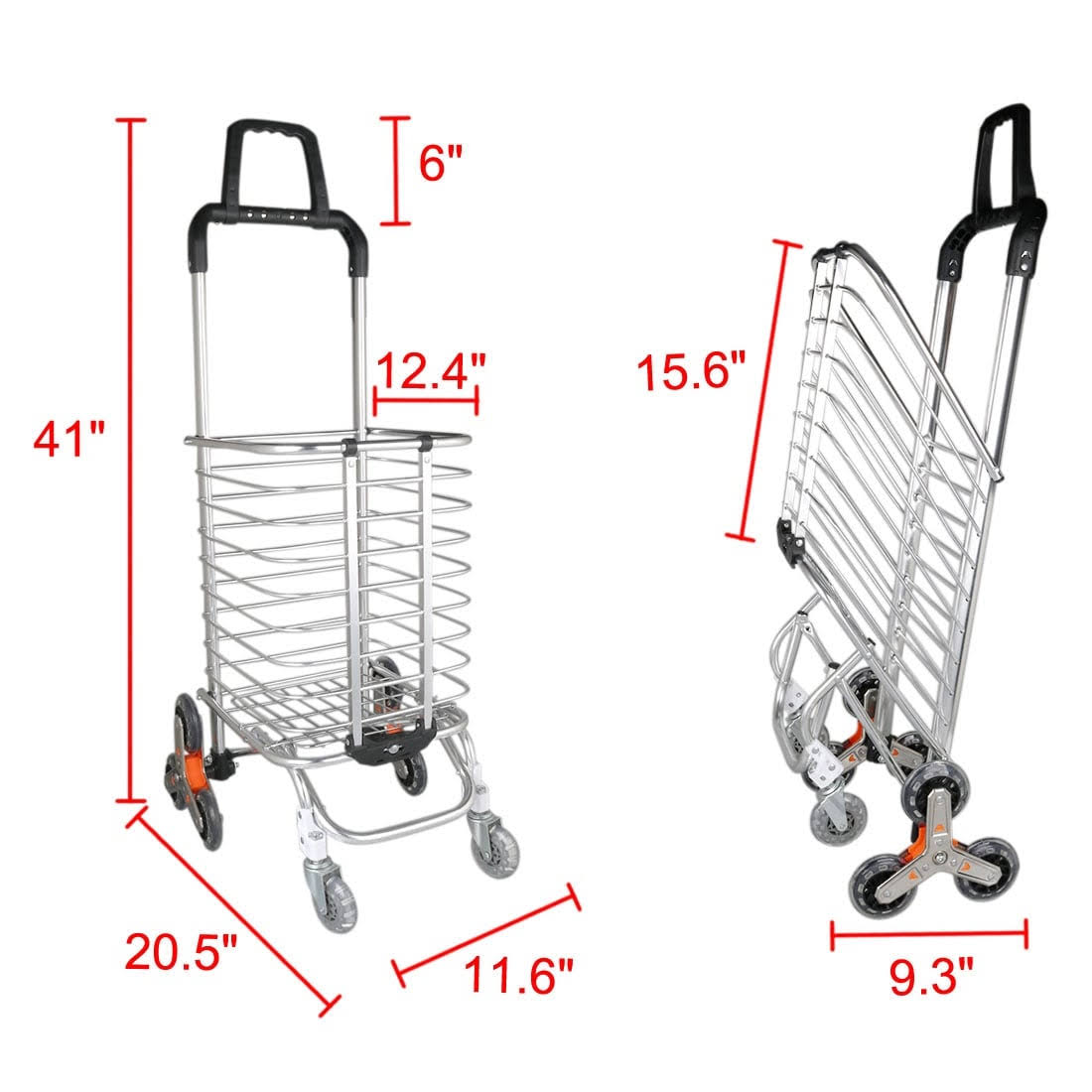 Unique Bargains Stair Climber Cart Rolling Folding Shopping Cart Swivel Wheel with Bag