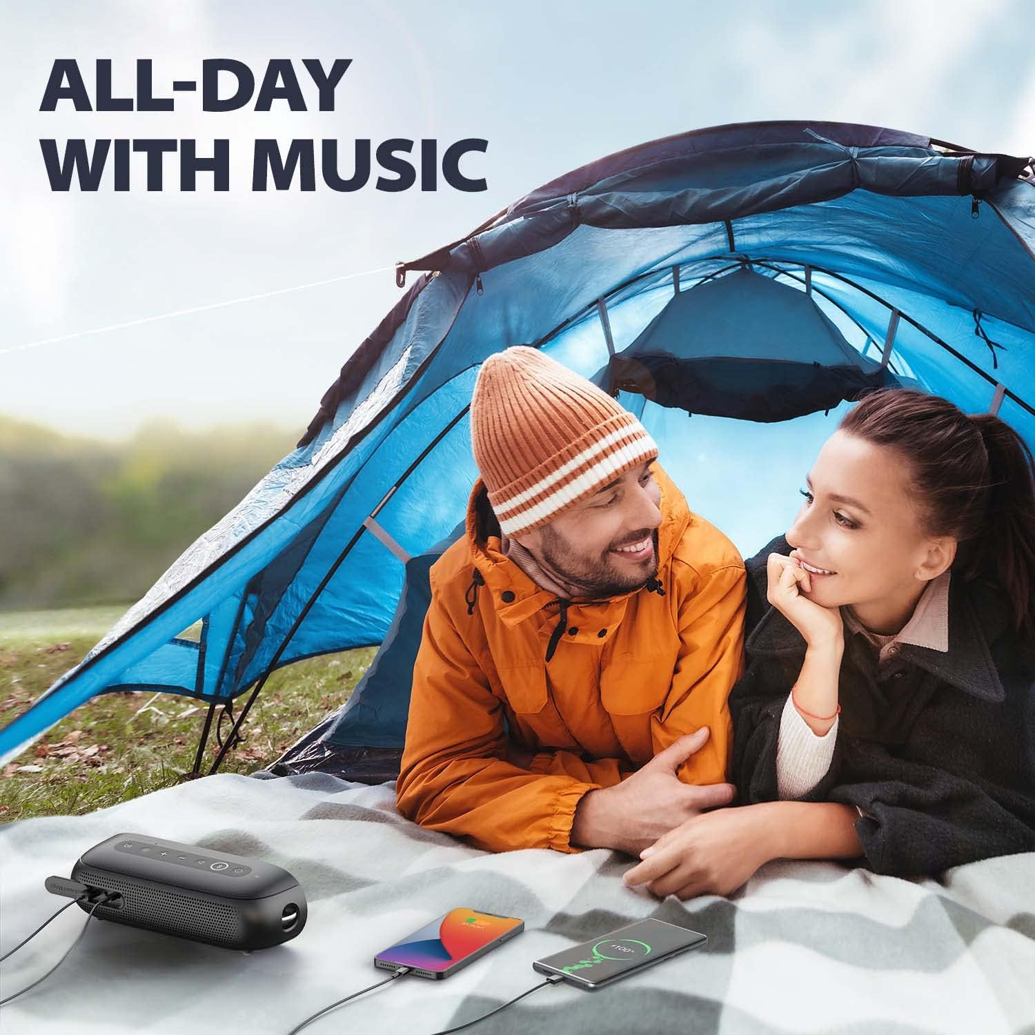 Tribit XSound Mega Portable Bluetooth Speaker, Loud & Deep Bass with Pure Titanium Drivers, IPX7 Waterproof, LED Lights, 20H Playtime