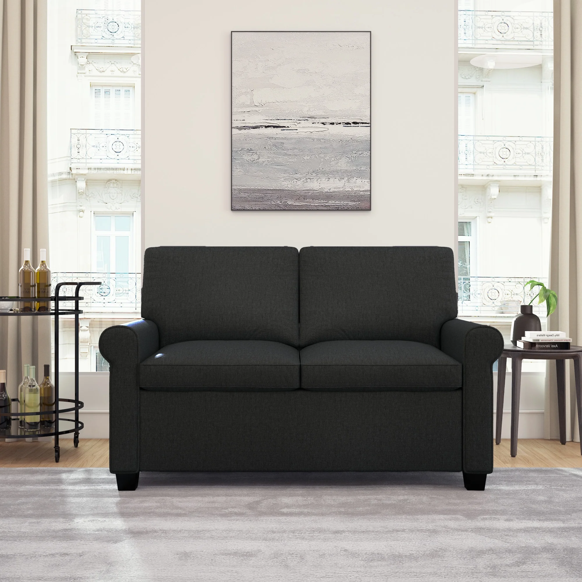 Mainstays Tatum Twin Sleeper Loveseat, Black