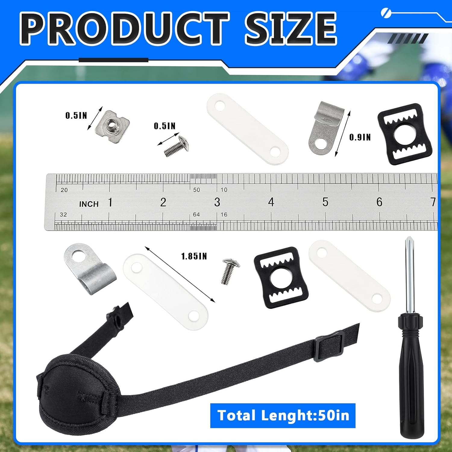 26 Pcs Helmet Repair Kit Include Helmet Chin Strap Screwdriver 4 Pcs R Shape Football Visor Clips 12 Screws with Nuts 4 Rubber Gaskets 4 Helmet