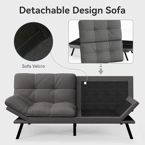 71" Convertible Futon Sofa,Faux Leather Futon Couch Bed,Sleeper Sofa Bed,Memory Foam Modern Folding Small Loveseat for Living Room,Office,Apartment
