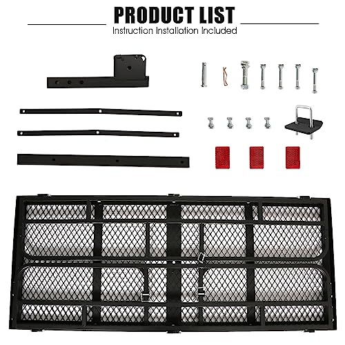 Trailer Hitch Cargo Rack, 60 x 24 x 14 Inch Folding Hitch Mount Cargo Carrier with High Side Rails for RV Truck SUV Van, 500 lbs. Capacity