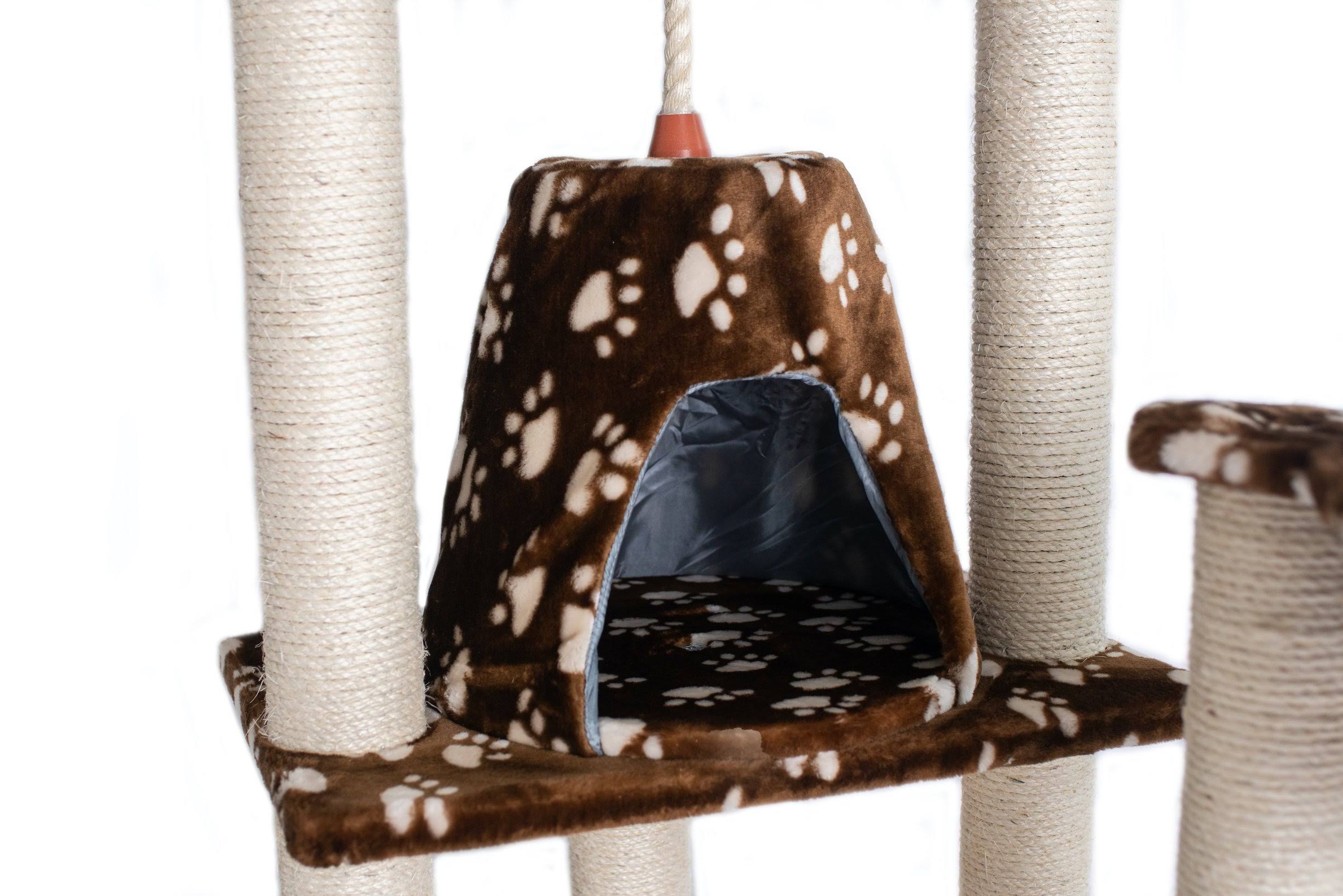 Armarkat 66-Inch Cat Tree, Saddle Brown/White Paw Print