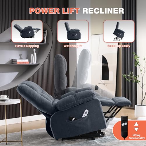 Power Lift Recliner Chair with Vibration Massage and Lumbar Heating for Elderly