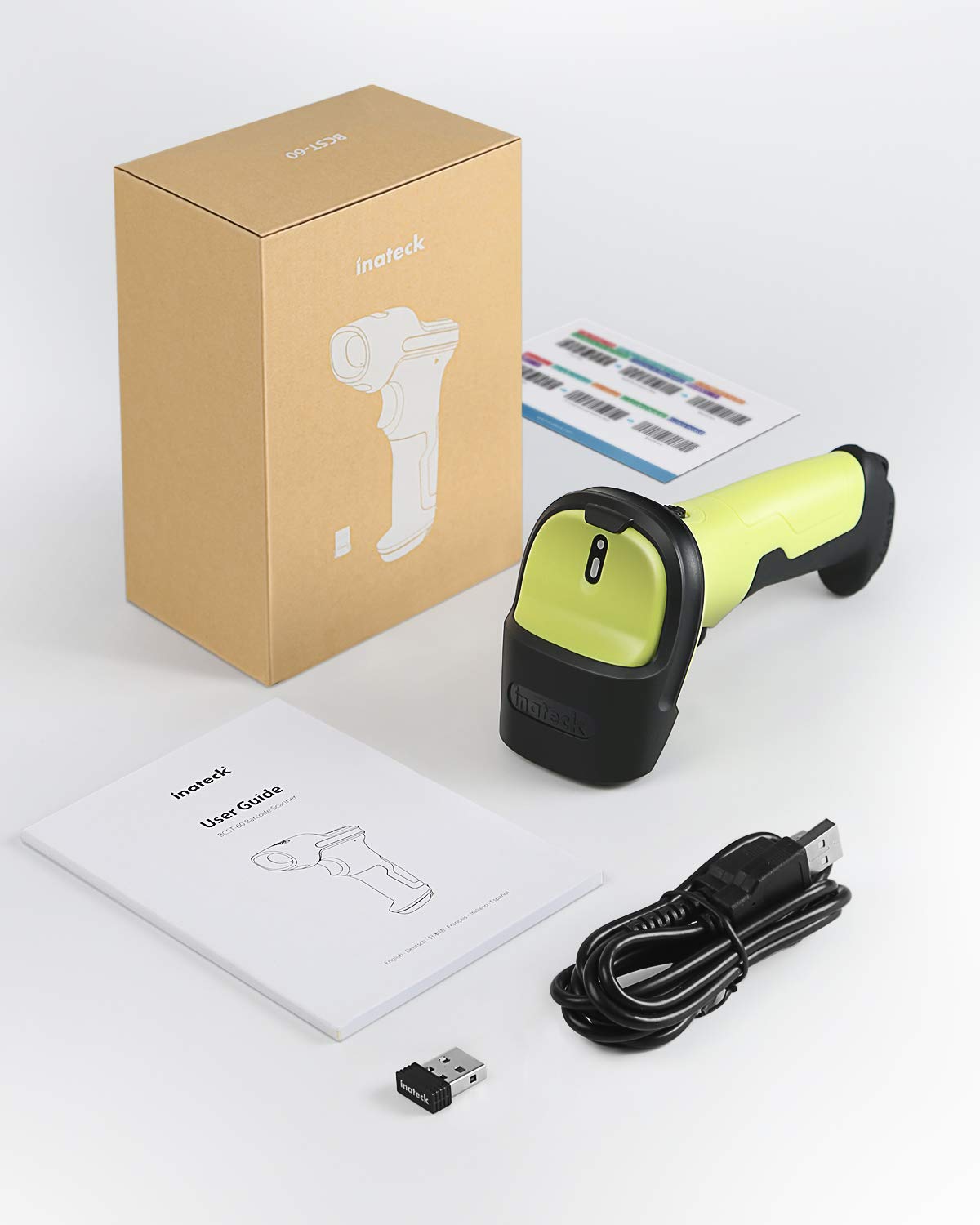Barcode Scanner, Inateck Wireless Scanner, 2600mAh Battery, 35M Range, Automatic Scanning, BCST-60 Green Pack of 2