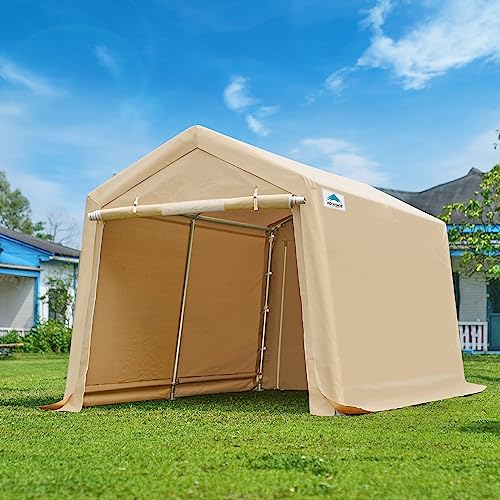 ADVANCE OUTDOOR 10x10 ft Heavy Duty Outdoor Patio Portable Canopy Storage Shelter Shed Carport with 2 Roll up Zipper Doors & Vents for Snowmobile