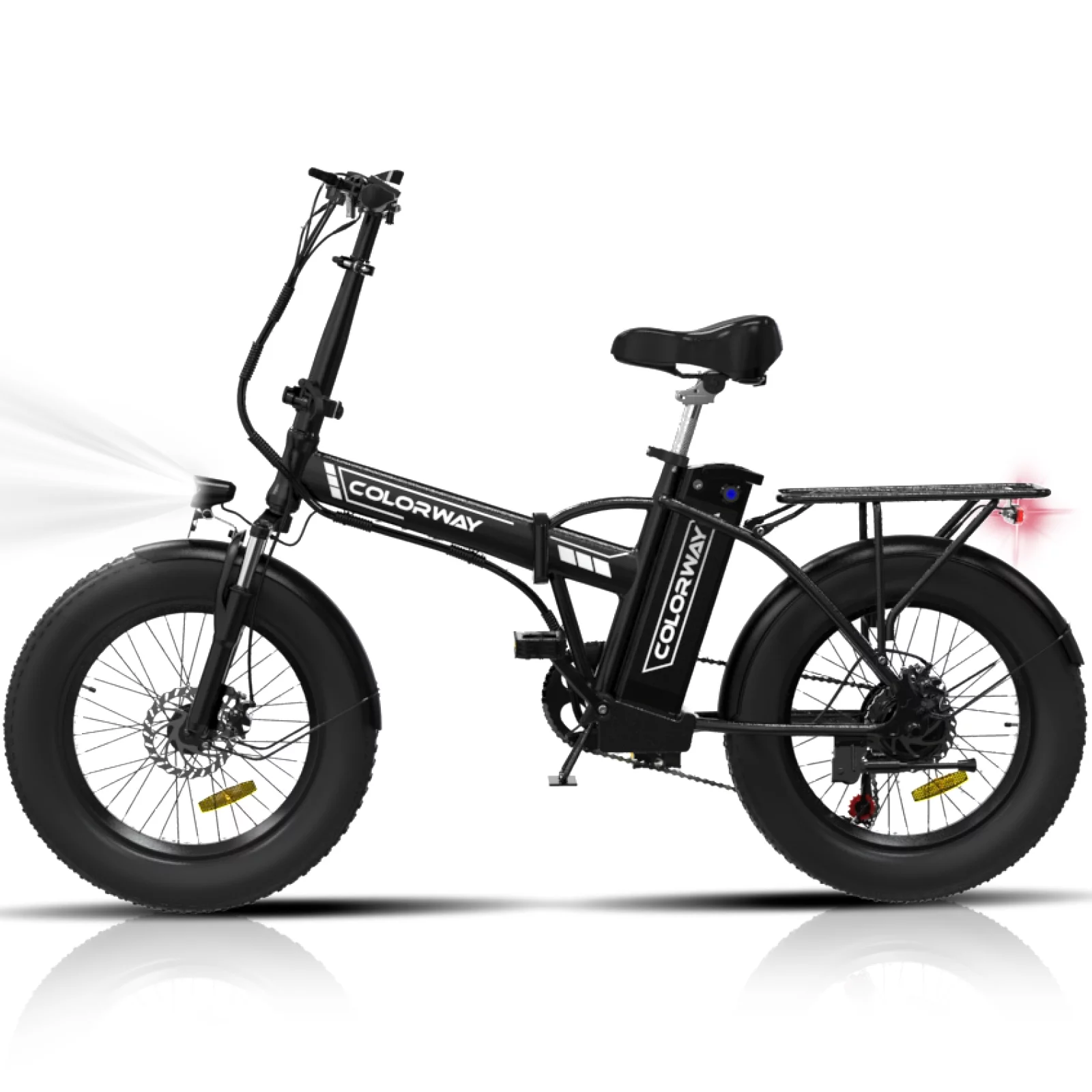 COLORWAY 20鈥漍3.0 Fat Tire Electric bicycles, Foldable Mountain Snow Beach Electric bike ebike with 500W/36V/12Ah Battery, Shimano 7-Speed e bicycle