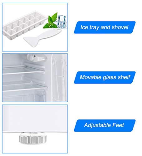 Safeplus Compact Refrigerator, 3.2 cu ft. Unit Cold-rolled Sheet Mini Refrigerator with freezer, Dorm fridge with Adjustable Removable Shelves…