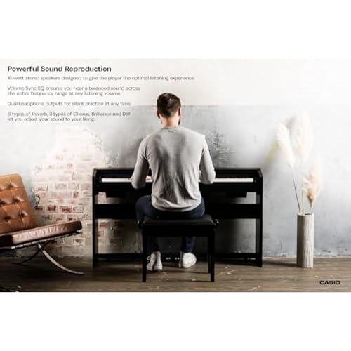 Casio Privia PX-770 – 88-Key Weighted Console Digital Piano | Tri-Sensor II Scaled Hammer Action Keys | AiR Sound Source, 19 Tones, Concert Play