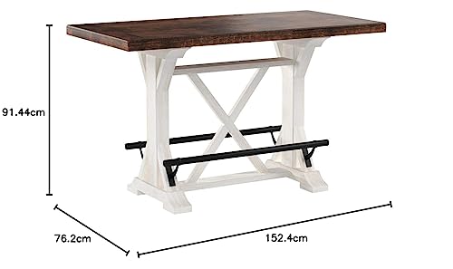 Signature Design by Ashley Valebeck Rustic Farmhouse 36" Counter Height Dining Table, Brown & White