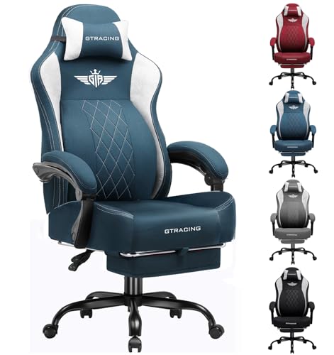 GTPLAYER Big and Tall Gaming Chair Breathable Fabric Computer Chair with Strong Lumbar Support, Comfortable Office Chairs with Pocket Spring Cushion