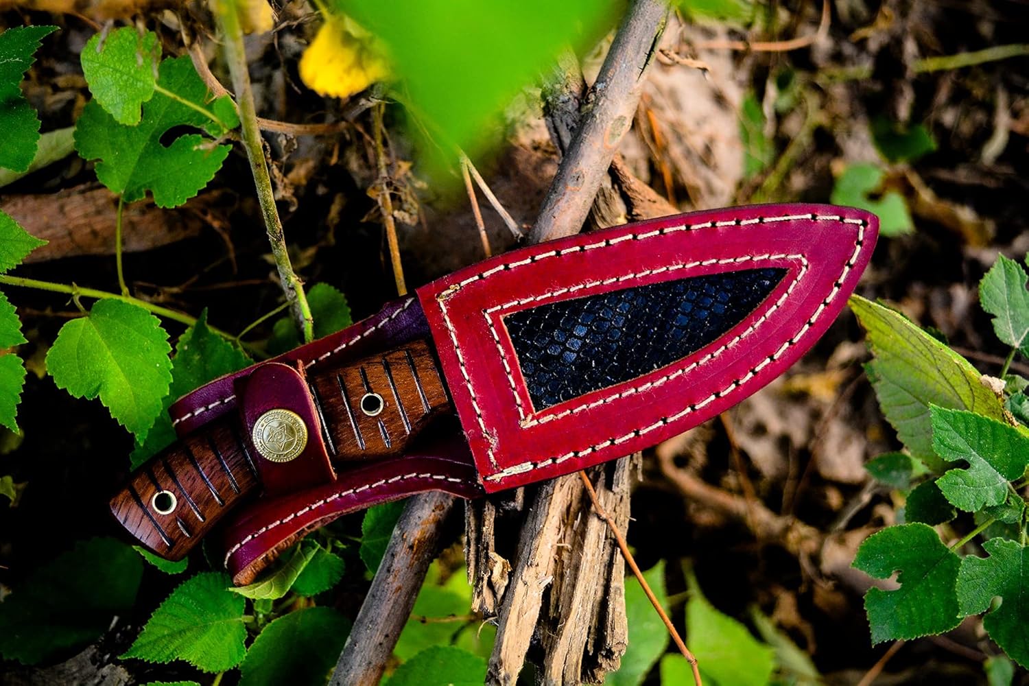 BC-1101 Custom Handmade Hi Carbon Steel Skinner Knife - Beautiful Rose Wood Handle