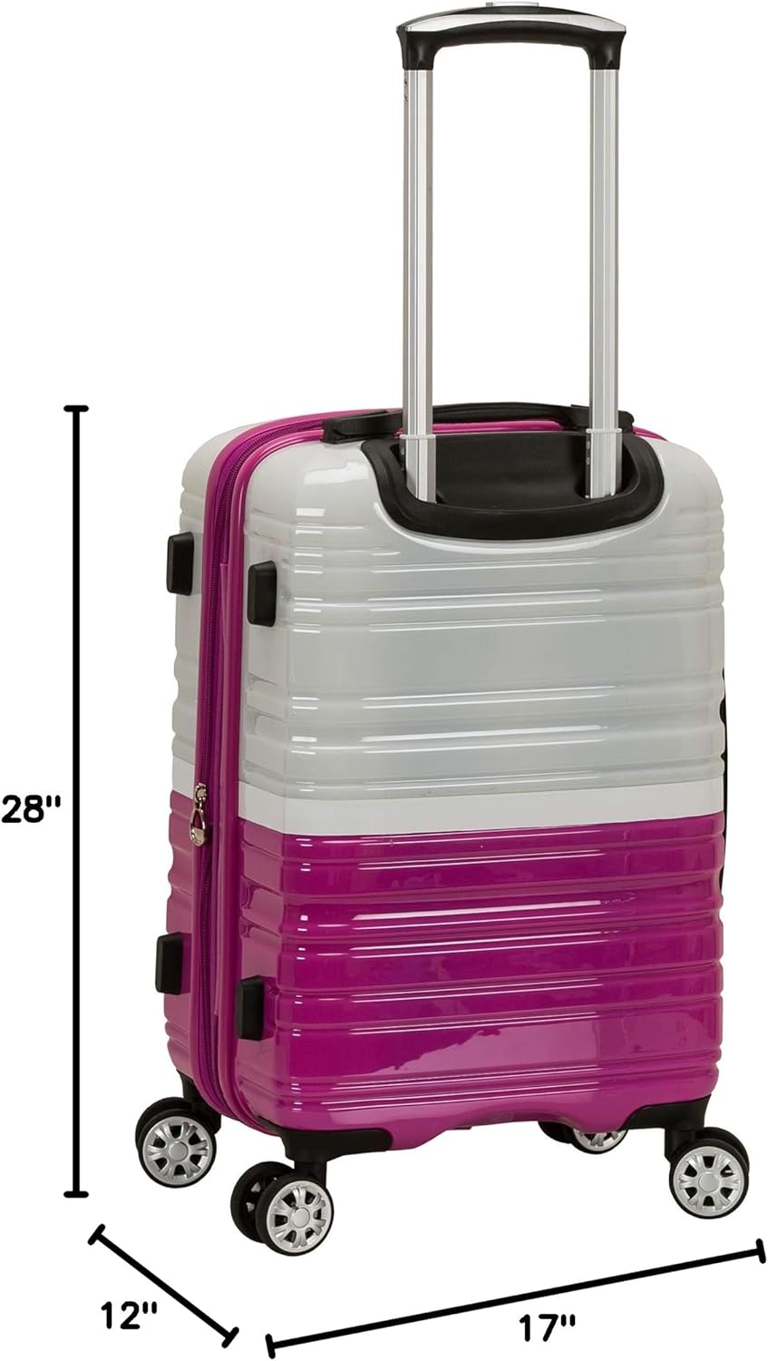 Rockland Melbourne Hardside Expandable Spinner Wheel Luggage, 2TONEWHITE, 2 Piece (20"/28")