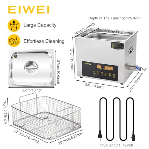 3L Ultrasonic Cleaner Dual-Frequency Professional Digital Stainless Steel Cleaning Machine with Heater Timer for Carburetor, Parts, Circuit Board
