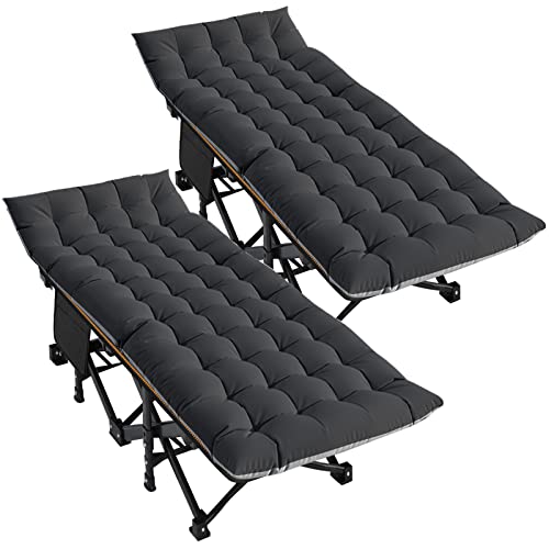 DoCred Folding Camping Cot with Mattress, 2 Pack Heavy Duty Folding Cot for Adults, Portable Sleeping Cot Bed Adults Outdoor Bed with Carry Bag