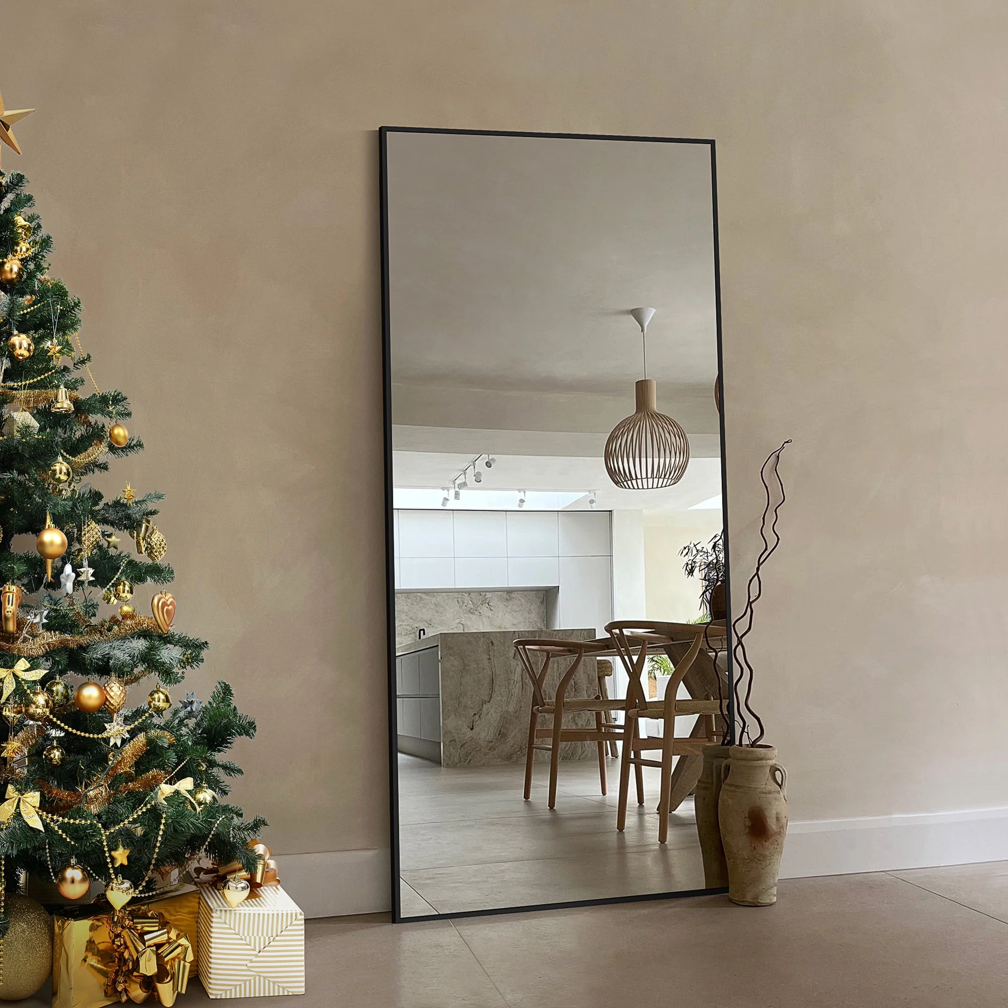 EDX Full Length Mirror 64x21 Full Body Mirror Rectangle Free Standing Wall Mounted Leaning Hanging Floor Mirrors, Black