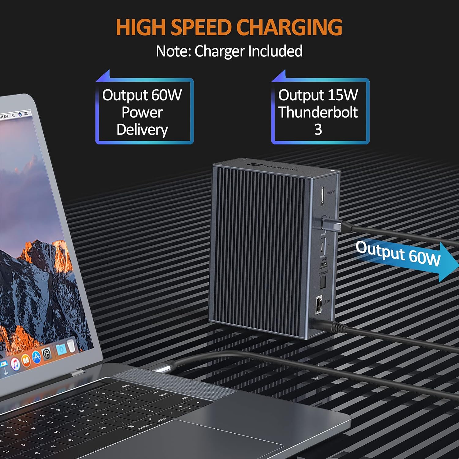 Tobenone Thunderbolt 3 Dual Monitor Docking Station for MacBook Pro/Air/Windows, Thunderbolt 3 Dock for Display,UHS-I SD Card Slot