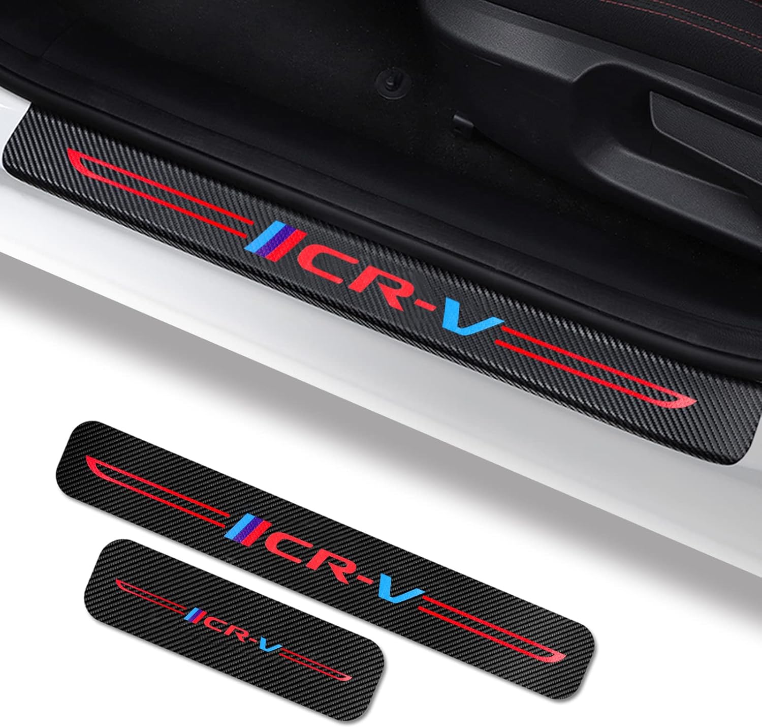 4Pcs Car Door Sill Protector for Honda CRV Accessories Fit for CRV 2006-2022,Carbon Fiber Leather