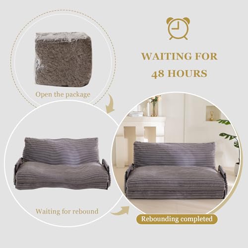 YOSHOOT Adjustable Lazy Floor Sofa, Convertible Bean Bag Sofa Bed Couch, 5-Position Foldable Sleeper Chair with Armrest