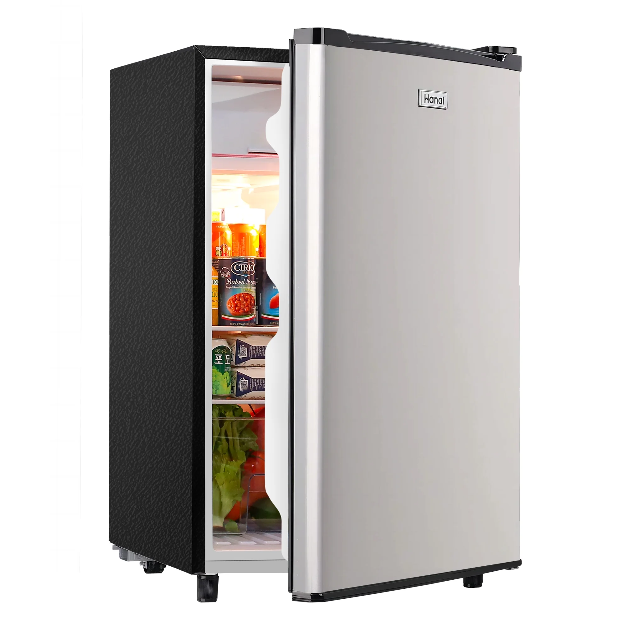 WANAI 3.2 Cu ft One Door Mini Fridge,Silvery,New