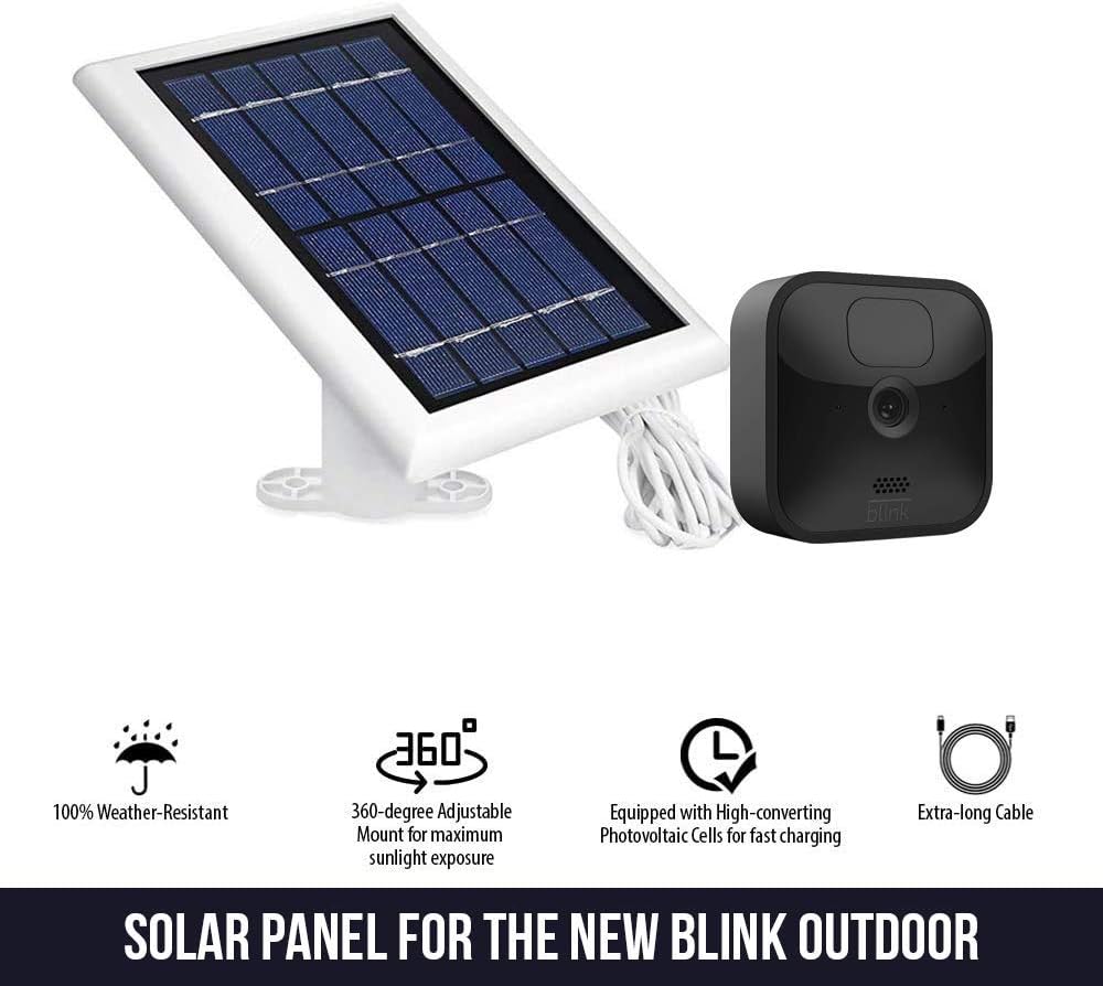 Wasserstein Solar Panel with Internal Battery Compatible with Blink Outdoor & Blink XT2/XT Camera (3-Pack, White) - Camera Not Included