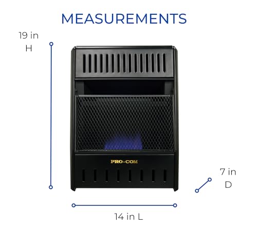 ProCom ML100TBAHR Ventless Propane Gas Blue Flame Space Heater with Thermostat Control for Living Room, Bedroom, Home Office, 10000 BTU
