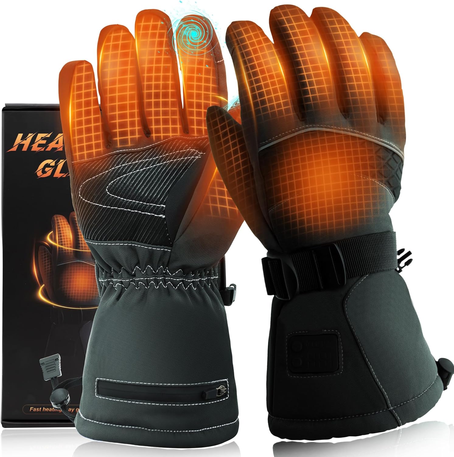 Heated Gloves,Heated Gloves for Men Women，7.4V3200 mAh Battery,Electric Gloves Heated Rechargeable, Waterproof/Windproof Heated Work Gloves