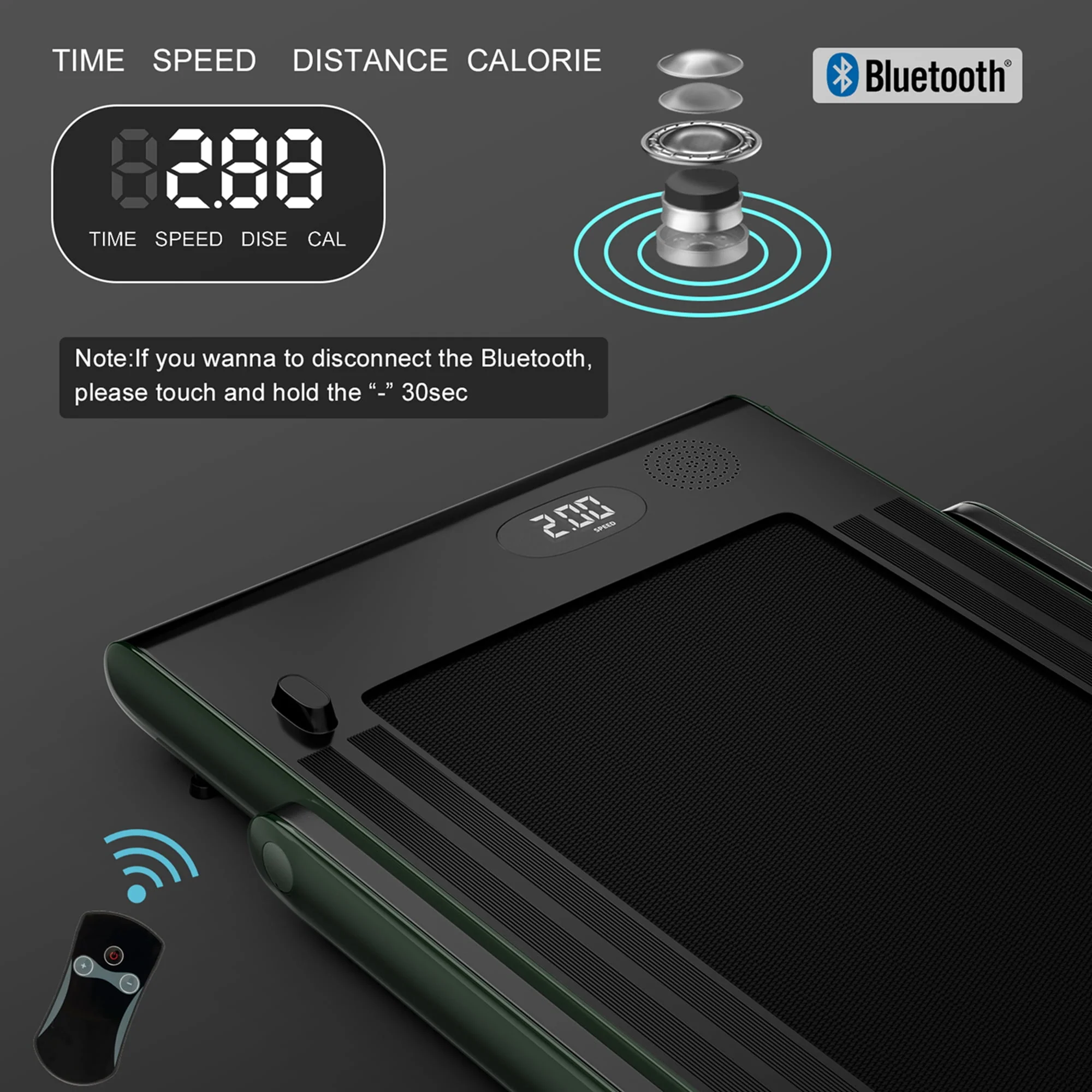 SuperFit Up To 7.5MPH 2.25HP 2 in 1 Single Display Screen Folding Treadmill W/ APP Control Speaker Remote Control Blue