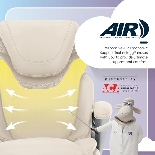 Serta Bryce Executive Office Chair, Ergonomic Computer DeskChairs with Patented AIR Lumbar Support, Comfy Body Pillows, Height Adjustable