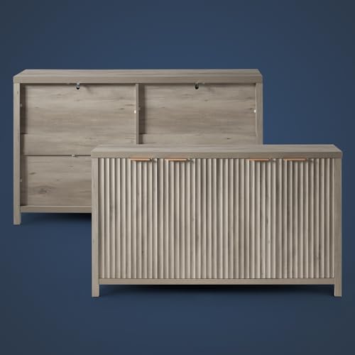 Fluted Sideboard Buffet Cabinet with Storage, 56" Large Buffet Modern Credenza with Adjustable Shelves