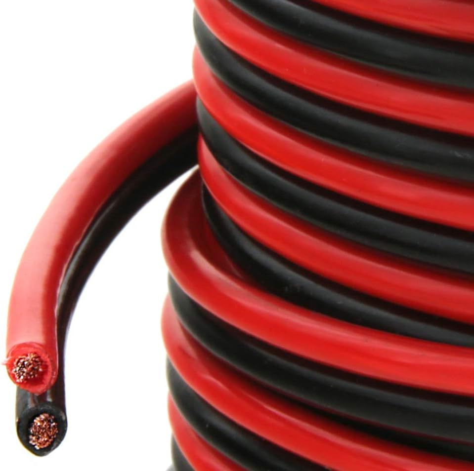 GS Power Flexible 10 AWG (American Wire Gauge) 50 Feet Stranded Oxygen Free Copper Red/Black Bonded Zip Cord Cable for Car Audio Stereo Amplifier