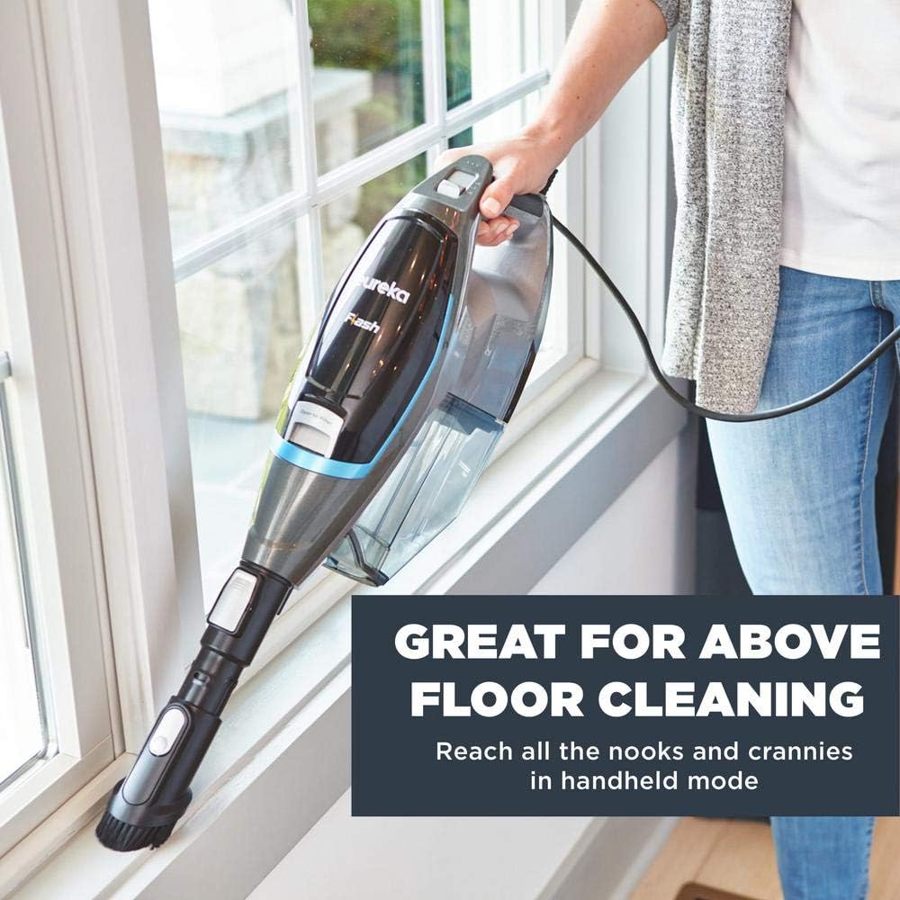 Eureka Flash Lightweight Stick Vacuum Cleaner,15KPa Powerful Suction, 2 in 1 Corded Handheld Vac for Hard Floor and Carpet, Blue
