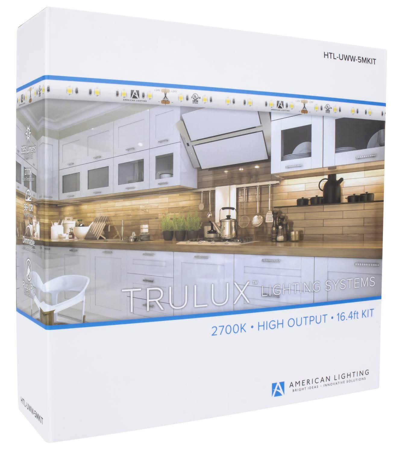 American Lighting HTL-UWW-5MKIT 16.4 ft. 24V 2400K High Output Trulux Tunable Tape Light Kit IP54 - White