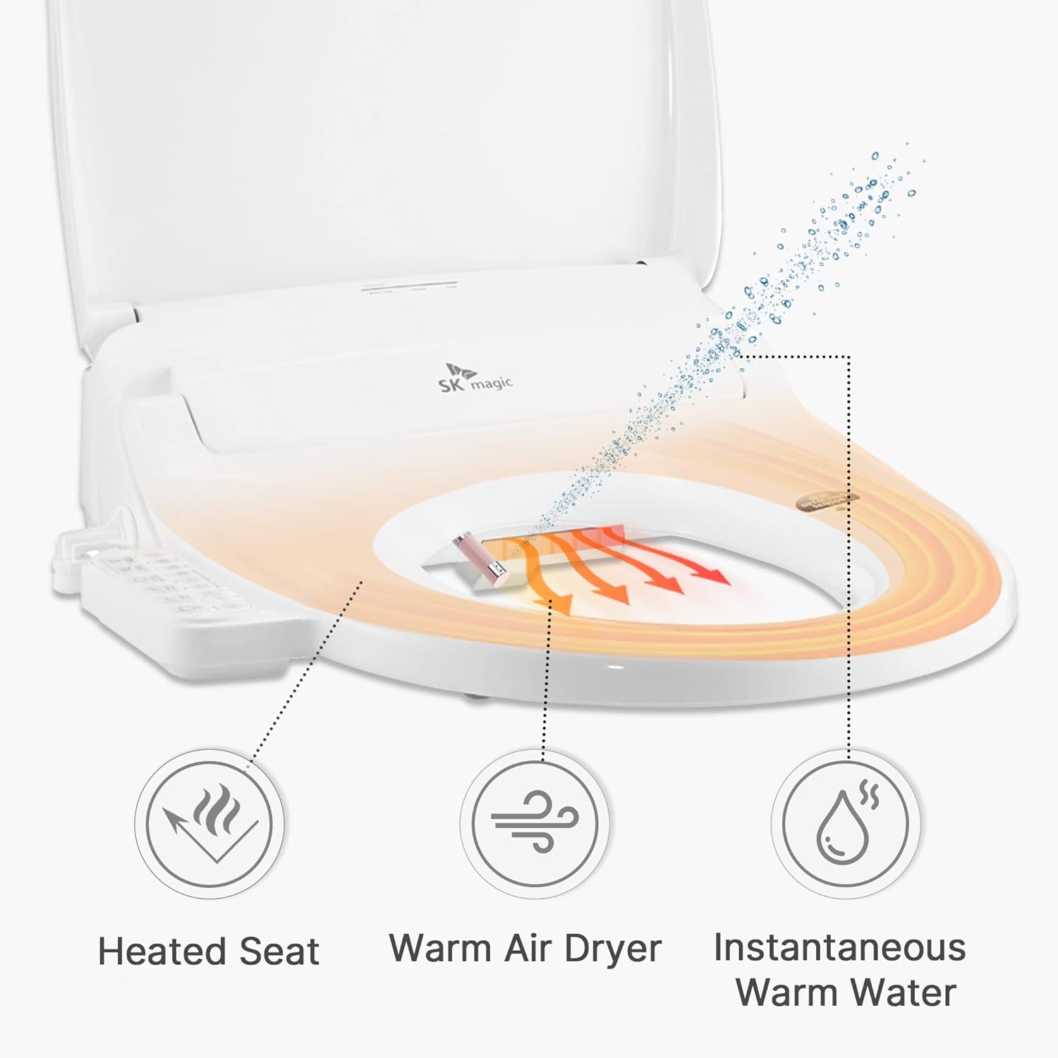 BID-S24D Electric Bidet Toilet Seat Elongated| Adjustable Warm Water