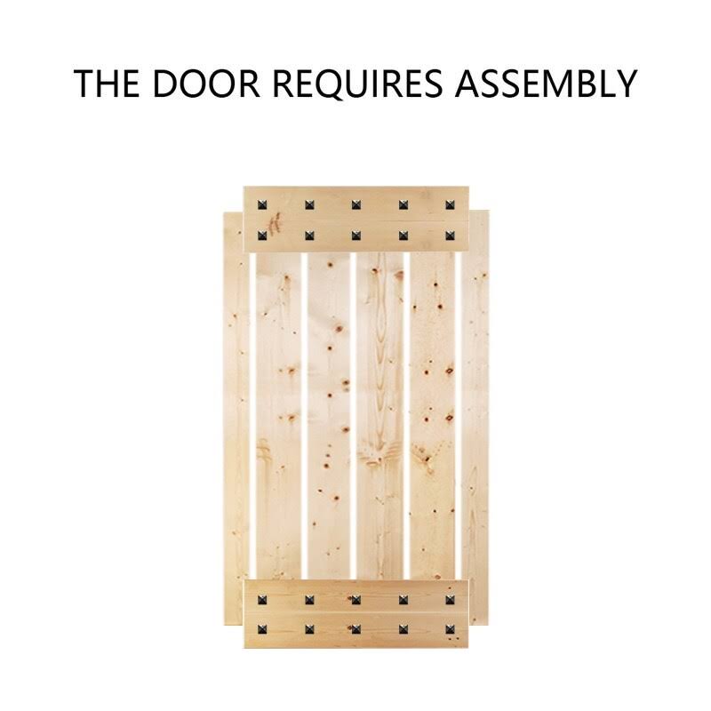 CALHOME 1 Panel with Clavos Series Unfinished Knotty Pine Wood Interior Sliding Barn Door - 36 x 84