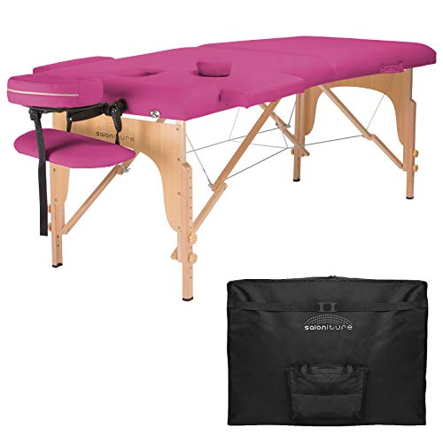 Saloniture Professional Portable Folding Massage Table with Carrying Case - Black