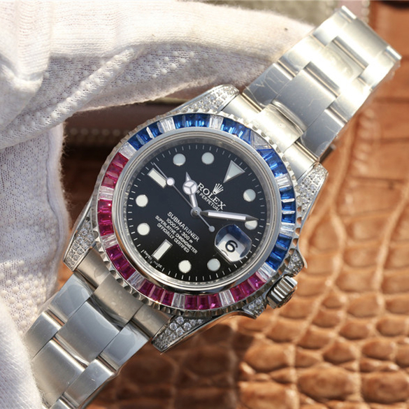Submariner Silver Blue / Red Diamond 40mm