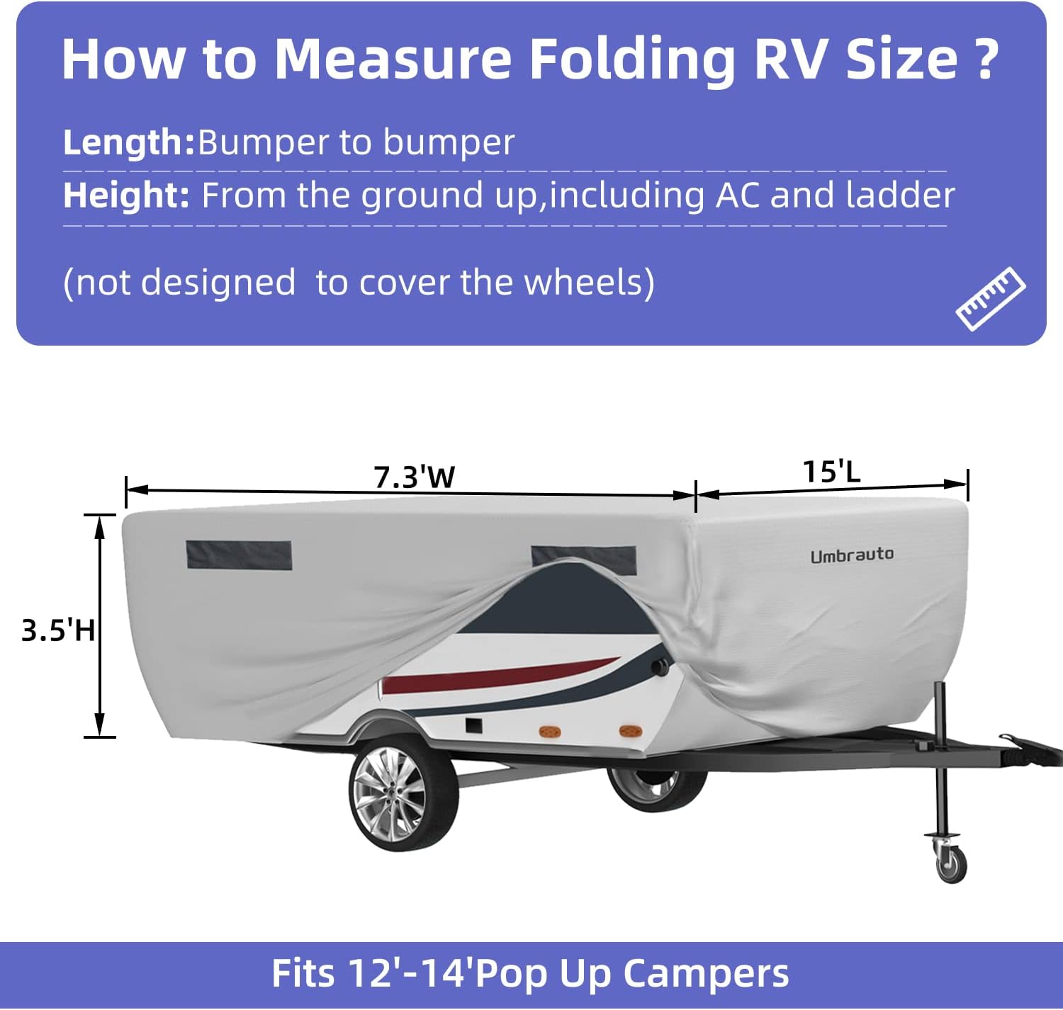 Tent Trailer Cover Umbrauto 2022 Upgraded 6 Layers Top Pop Up Camper Covers Waterproof Extra Thick Polypropylene Breathable Ripstop Anti-UV Pop Up