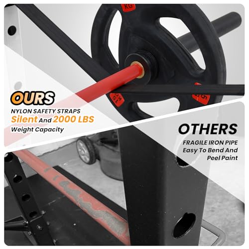 GaveeLife Power Cage, 2000 LBS Power Rack with Cable Cross-Over System, Multi-Functional Strength Training Squat Rack with LAT Pull Down System