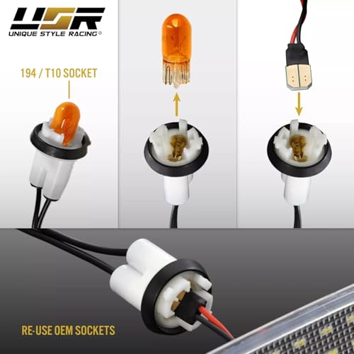 USR 96-04 Mustang V6/GT Plug and Play Tail Light Wire Harness for Sequential Signal + Total of 8 Cabnus LED Bulbs for Red Brake + White Reverse (Left